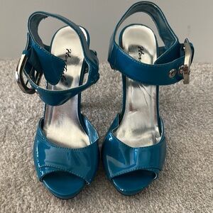 Blue Patent Leather Women's Sandals